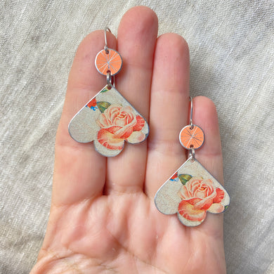 Pink Roses Trefoil Earrings