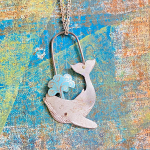 Gray Humpback Whale Exhale Tin Necklace