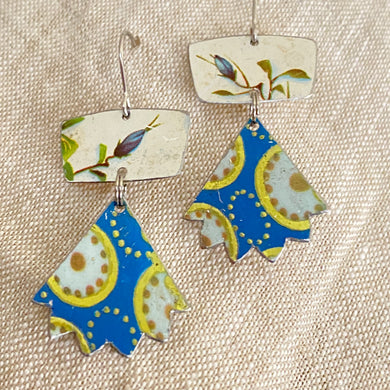 Pinked Edge Blues Earrings
