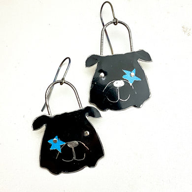 Blue Star Bulldogs Tin Earrings