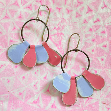 Mod Bubblegum & Lilac Upcycled Tin Earrings