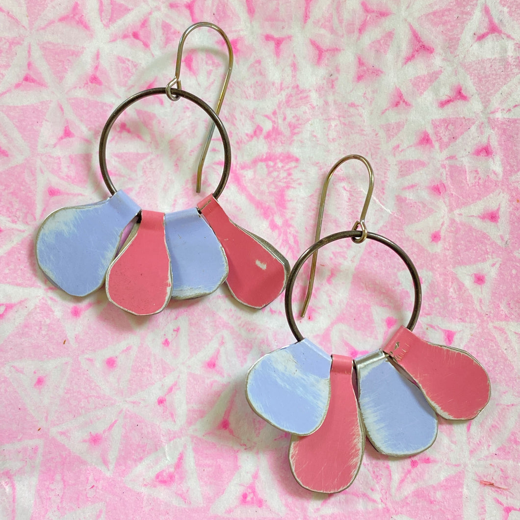 Mod Bubblegum & Lilac Upcycled Tin Earrings