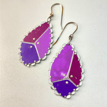 Load image into Gallery viewer, Scalloped Purples Patchwork Tin Earrings