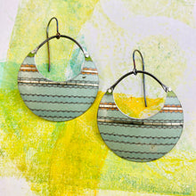 Load image into Gallery viewer, Vintage Aqua Crescent Circles Tin Earrings
