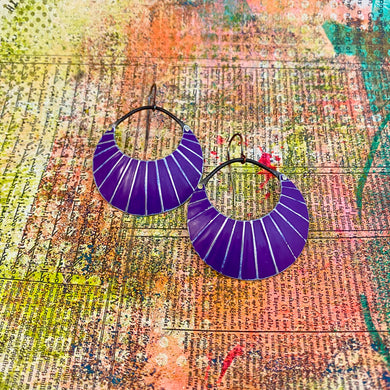 Radiant Purple Crescent Circles Tin Earrings