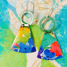 Load image into Gallery viewer, Watercolor Small Fans Tin Earrings