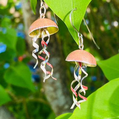 Peachy Little Jellyfish Tin Earrings