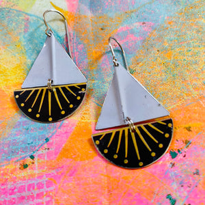Golden Spray Upcycled Tin Sailboat Earrings