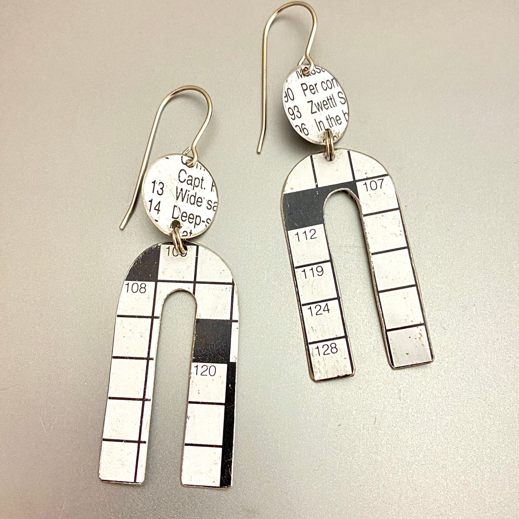 Crossword Horseshoe Tin Earrings