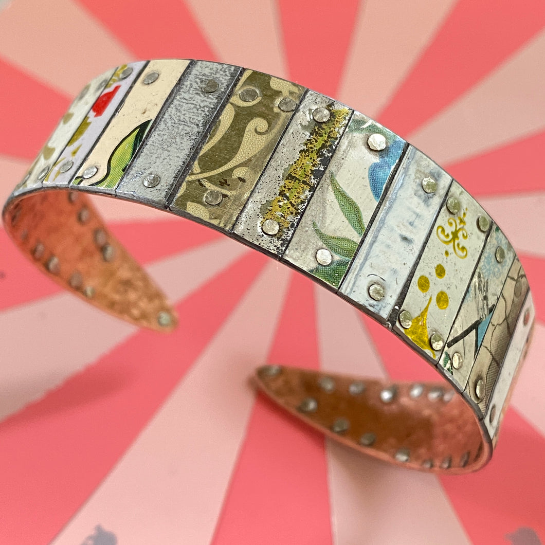 Mixed Vintage Tesserae Tin Cuff