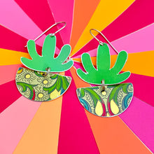 Load image into Gallery viewer, Mod Succulents Florentine Pattern Tin Earrings