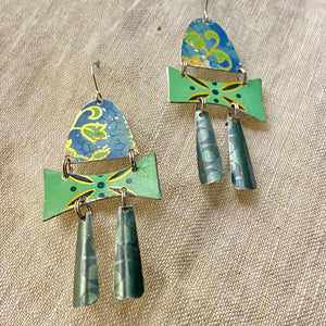 Mixed Vintage Greens Earrings
