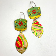 Load image into Gallery viewer, Mixed Vintage Mantis &amp; Red Tin Earrings