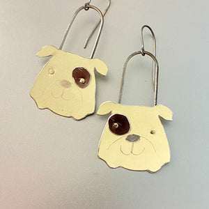 Cream & Chocolate Bulldogs Tin Earrings