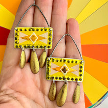 Load image into Gallery viewer, Circus Gold Chandelier Tin Earrings