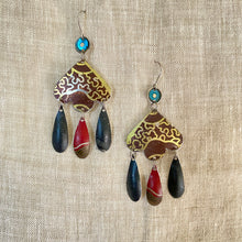 Load image into Gallery viewer, Golden Filigree Tin Chandelier Earrings