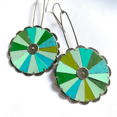 Rave Mandala Turquoise Tin Earrings