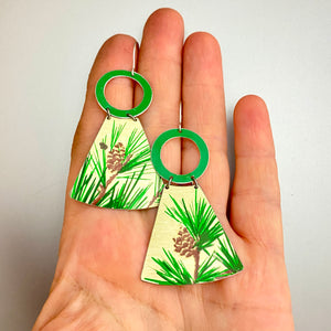 White Pine Small Fans Tin Earrings