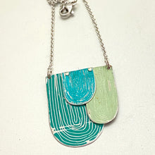 Load image into Gallery viewer, Mixed Greens Etched Arches Tin Necklace