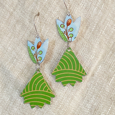 Pinked Edge Greens Earrings