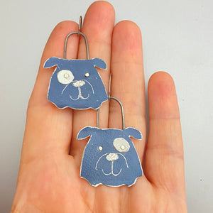 Midnight Blue Bulldogs Tin Earrings