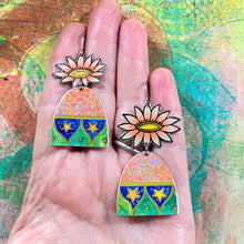 Load image into Gallery viewer, Fancy Pink Flowers &amp; Carnival Arched Tin Earrings