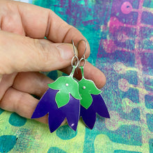 Load image into Gallery viewer, Royal Purple Fancy Tulips Tin Earrings
