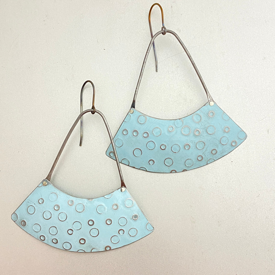 Circle-y Icy Blue Wide Fan Tin Earrings