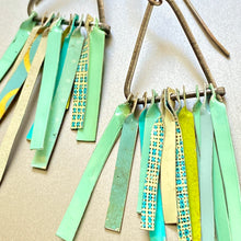 Load image into Gallery viewer, Mixed Turquoises Fringe-y III Tin Earrings