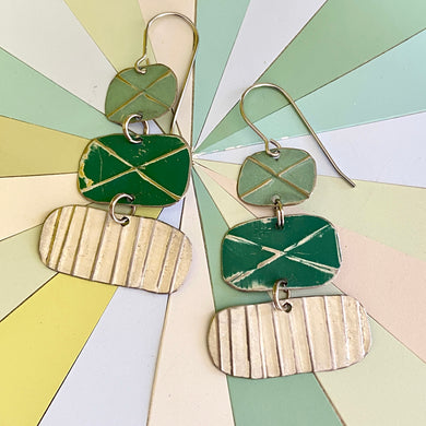 Turquoise, Green & Cream Cairn Earrings