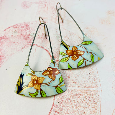 Dreamsicle Flowers Fan Tin Earrings