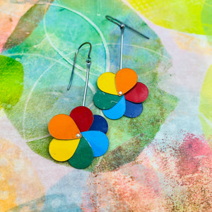 Rainbow Flowers Zero Waste Tin Earrings