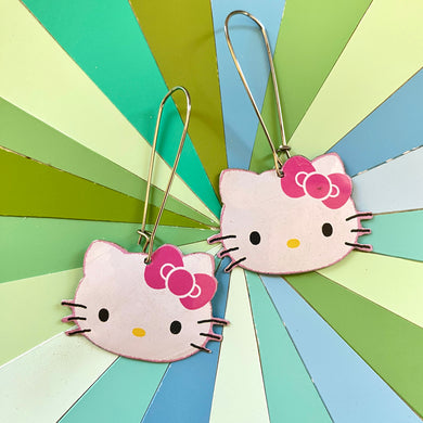 Hello Kitty Upcycled Tin Earrings