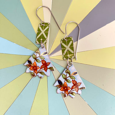 Green X’d Pinked Edge Earrings