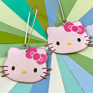 Hello Kitty Upcycled Tin Earrings