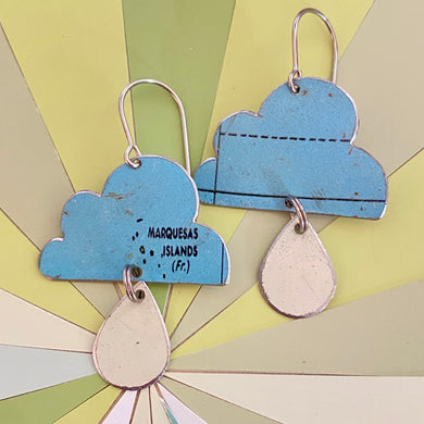 Marquesas Islands Rain Clouds Zero Waste Tin Earrings
