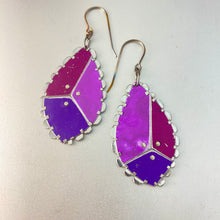 Load image into Gallery viewer, Scalloped Purples Patchwork Tin Earrings