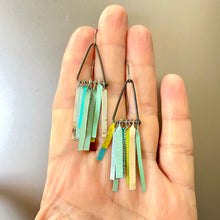 Load image into Gallery viewer, Mixed Turquoises Fringe-y II Tin Earrings