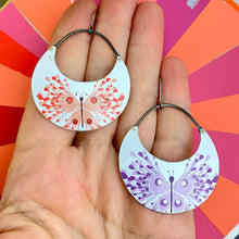 Load image into Gallery viewer, Frilly Butterflies Crescent Circle Earrings