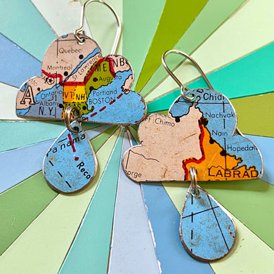 Maine & Canada Rain Clouds Tin Earrings