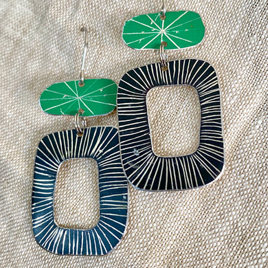 Grassy & Midnight Mod Tin Earrings