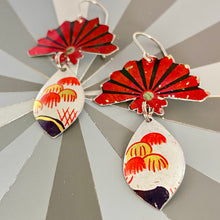 Load image into Gallery viewer, Red Fan Tin Earrings