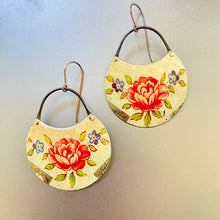 Load image into Gallery viewer, Vintage Roses Circle Tin Earrings