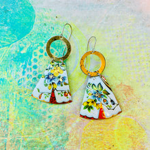 Load image into Gallery viewer, Beautiful Blossoms II Small Fans Tin Earrings