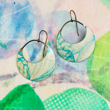 Load image into Gallery viewer, Aqua Avon Crescent Circles Tin Earrings