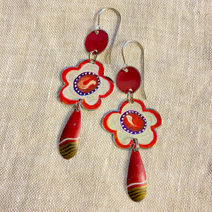 Fun Red Flowers Earrings