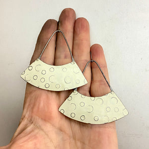 Creamy Circles Wide Fan Tin Earrings