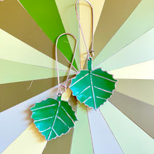 Load image into Gallery viewer, Little Green Aspen Leaves Tin Earrings