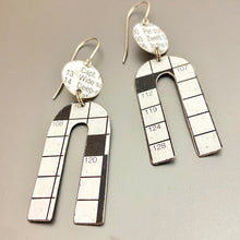 Load image into Gallery viewer, Crossword Horseshoe Tin Earrings