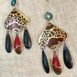 Golden Filigree Tin Chandelier Earrings